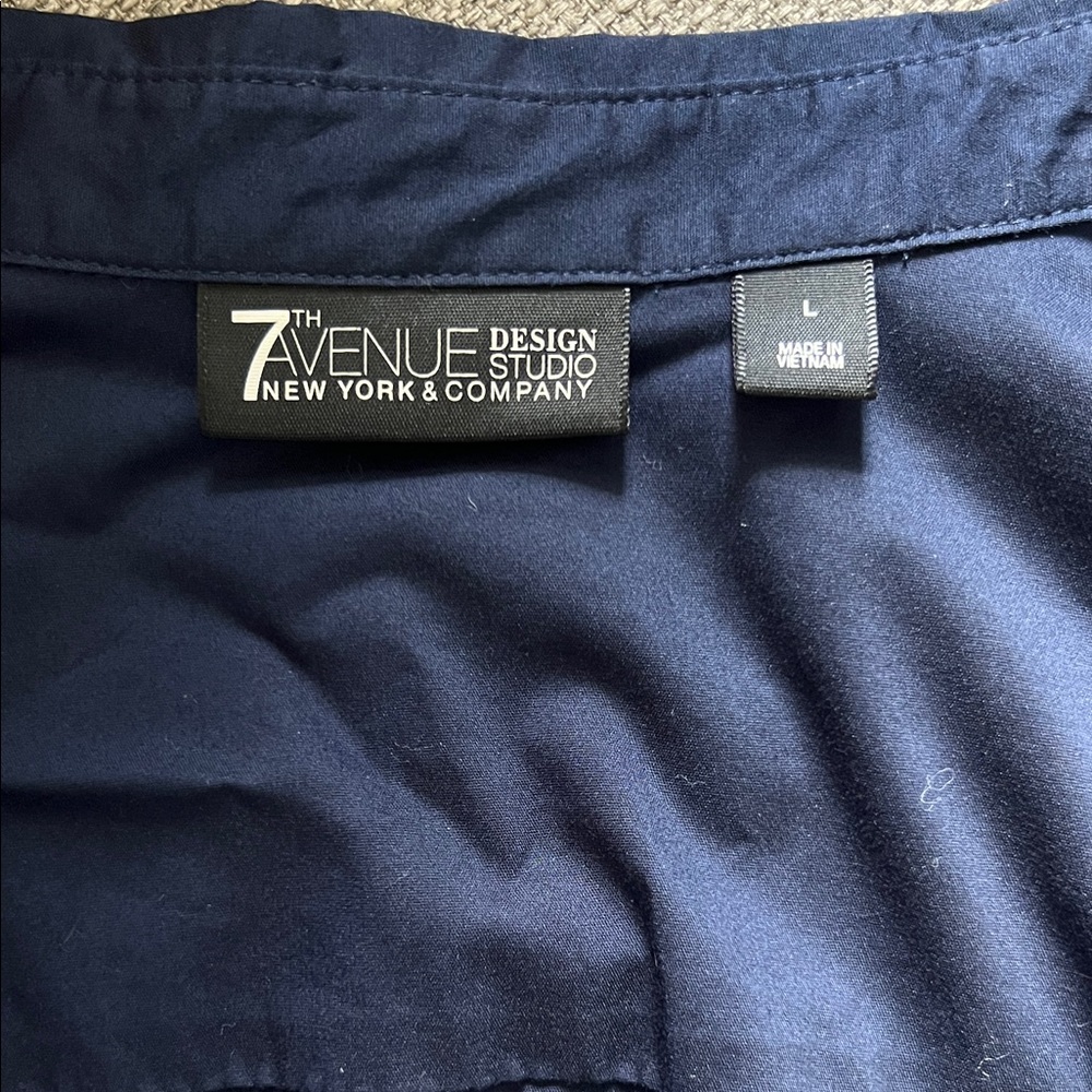 Navy Blue Women's Button-Up Shirt - Picture 5 of 5